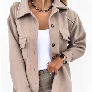 Tie front pocketed coat/shacket